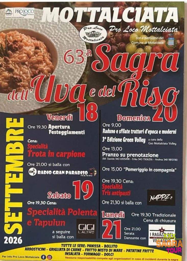 locandina sagra dell’uva e del riso mottalciata