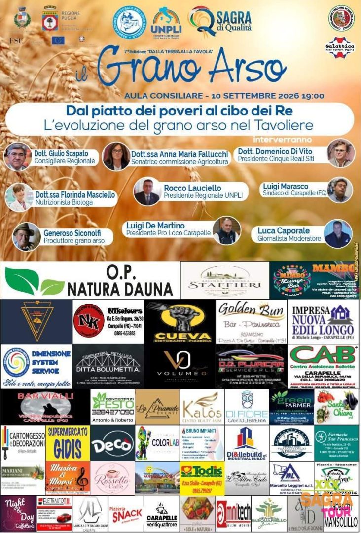 locandina sagra di qualità del grano arso carapelle