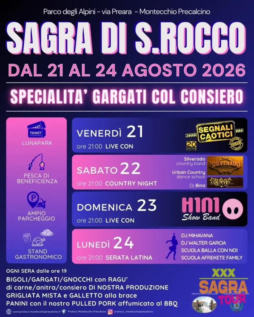 locandina sagra di san rocco montecchio precalcino