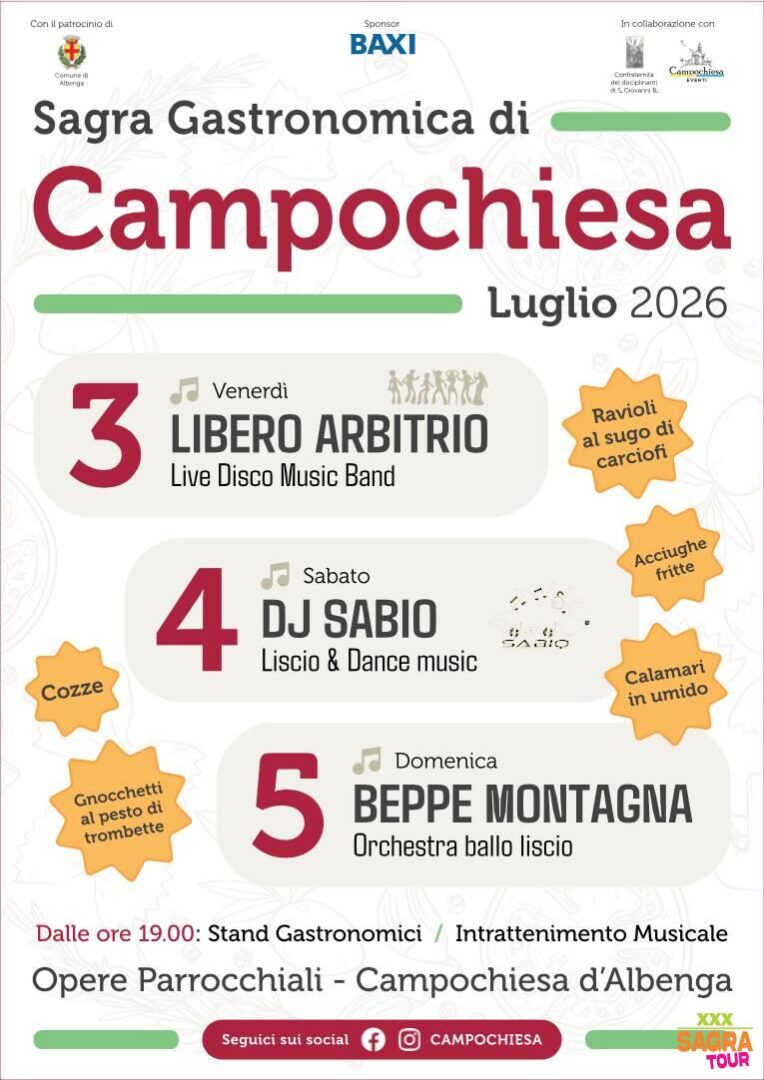 locandina sagra gastronomica di campochiesa albenga