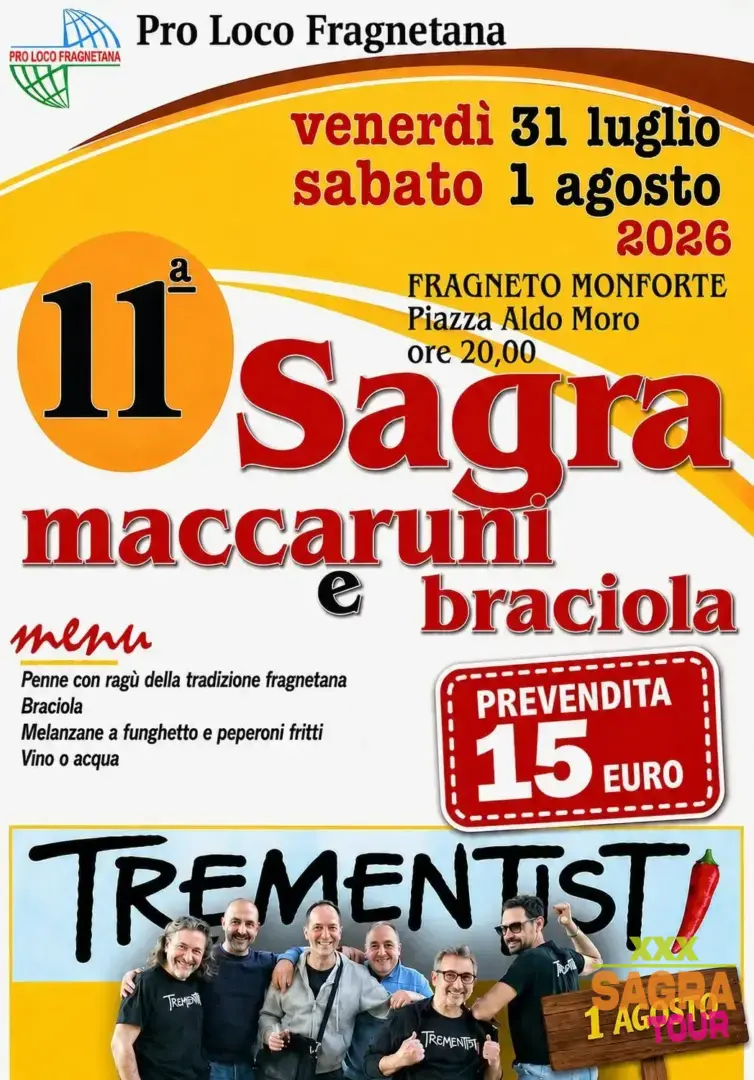 locandina sagra maccaruni e braciola fragneto monforte