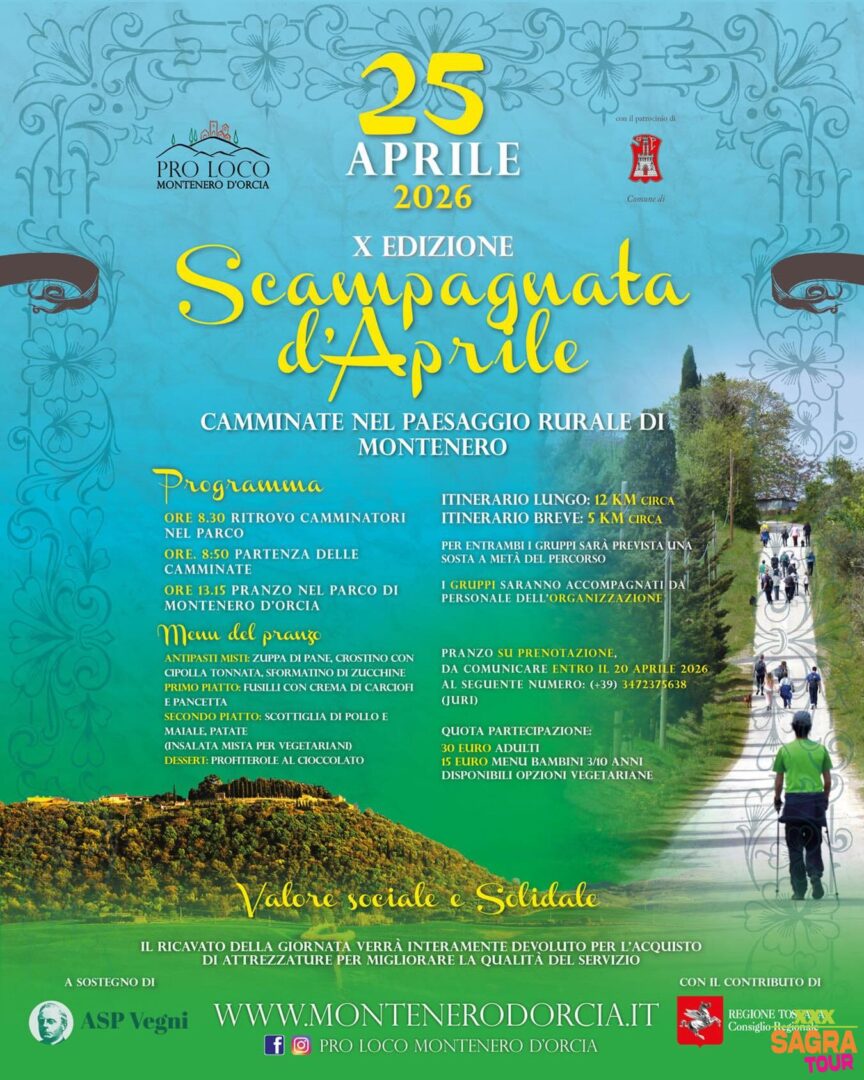 Manifesto Scampagnata del 25 aprile - Montenero d'Orcia