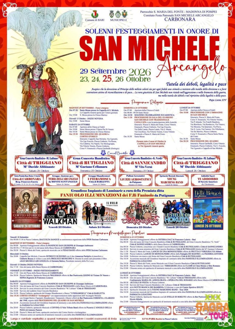 locandina solenni festeggiamenti in onore di san michele arcangelo bari