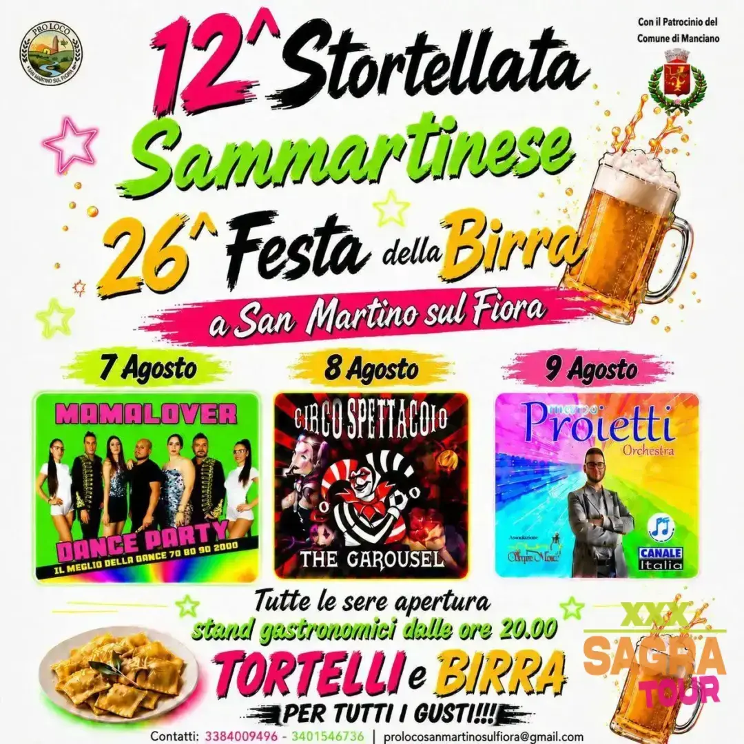 locandina stortellata sammartinese e festa della birra san martino sul fiora